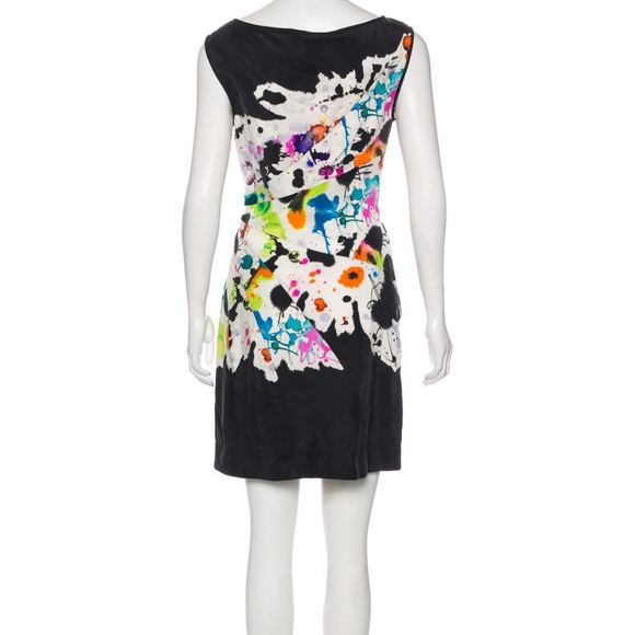 {Diane Von Furstenburg} Black Paint-Bomb Tella Silk Dress - Picture 3 of 3